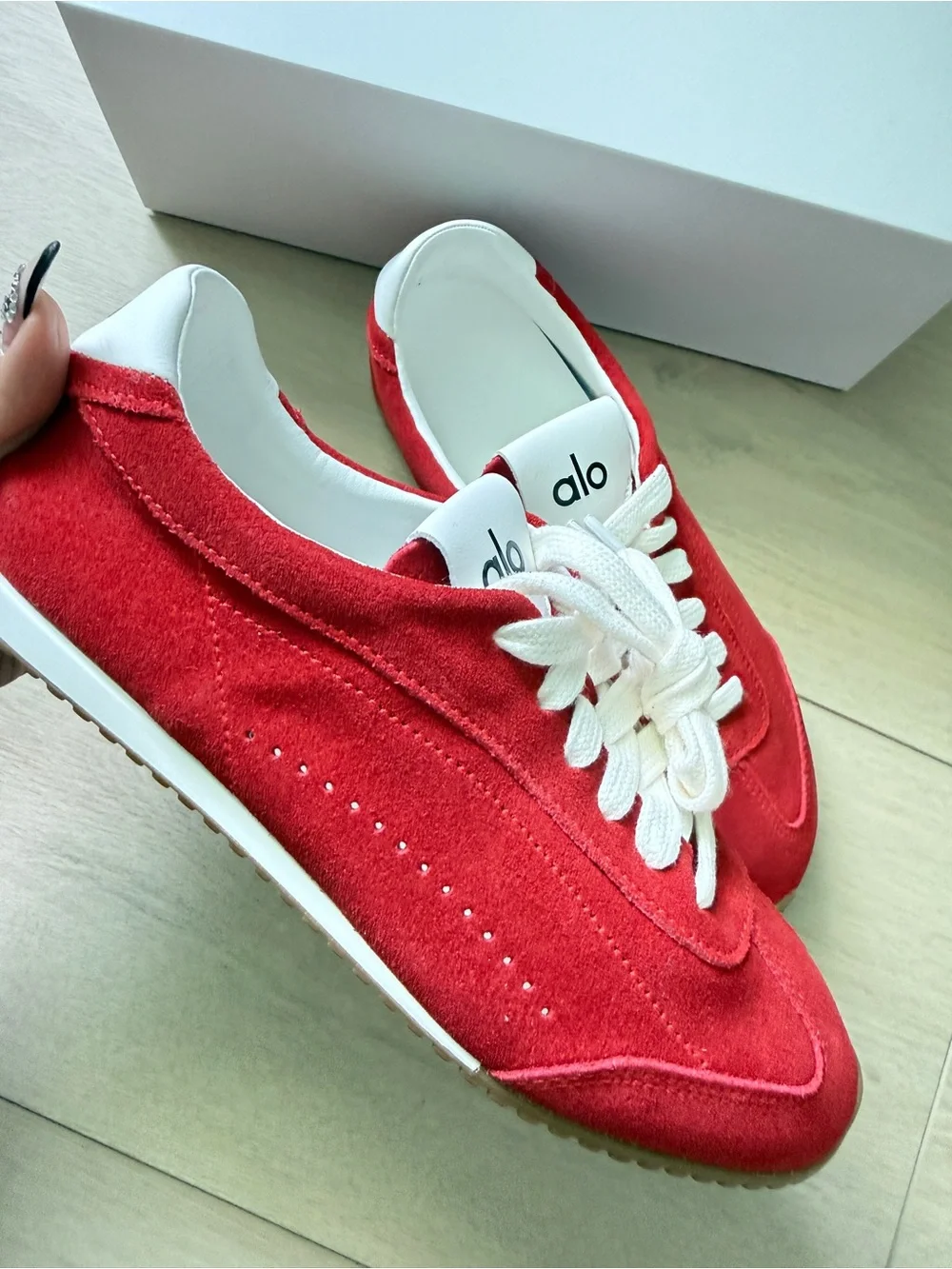 Brand New ALO Sunset Sneakers Candy Heart Red with White Laces Size 7